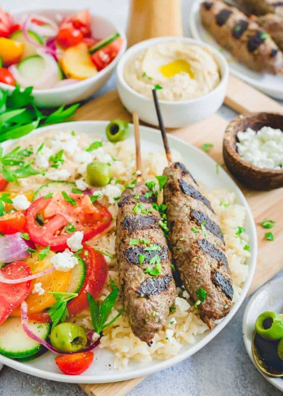 Kafta Kabab Wrap with Side Rice and Pop